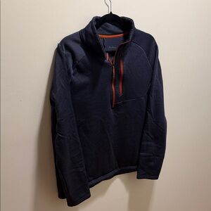 L.L. Bean Men's Dark Grey-Blue Zip-Up Sweater with Orange Trim